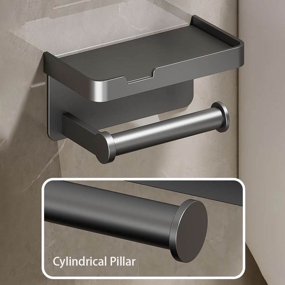 Wall-Mounted Aluminum Toilet Paper Holder with Storage Drawer
