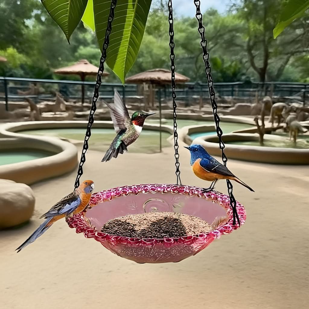 Outdoor Bird Watching Double Bowl Feeder – Hanging Design