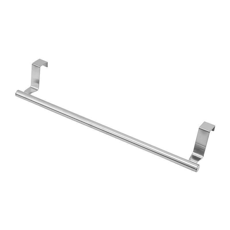 Stainless Steel Over-the-Door Towel Rack for Kitchen and Bathroom Storage