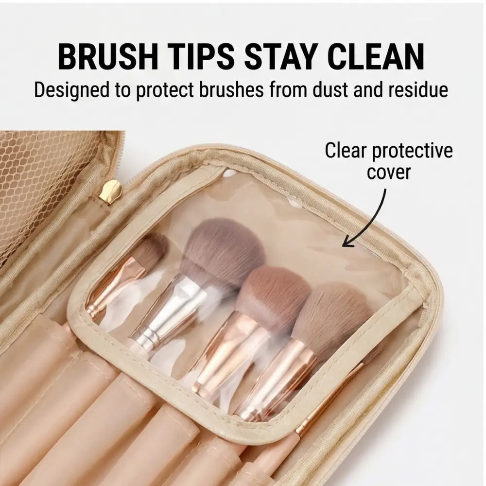 Compact Makeup Organizer – Brush Guard, Holds 25+ Items