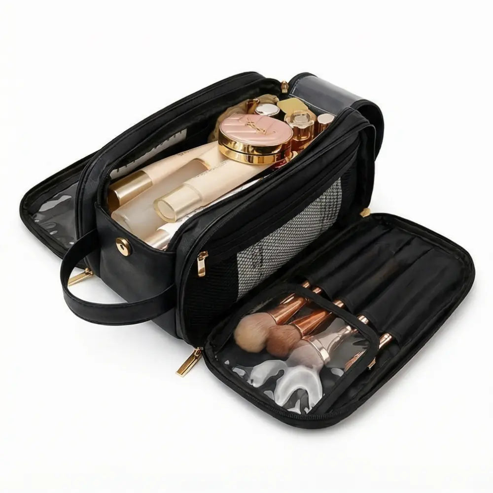Compact Makeup Organizer – Brush Guard, Holds 25+ Items