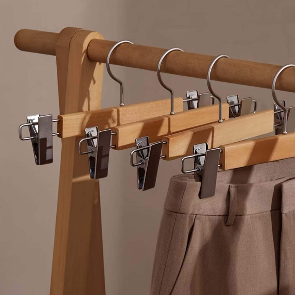 Elegant Wood Hangers with Adjustable Clips – 10 Pack