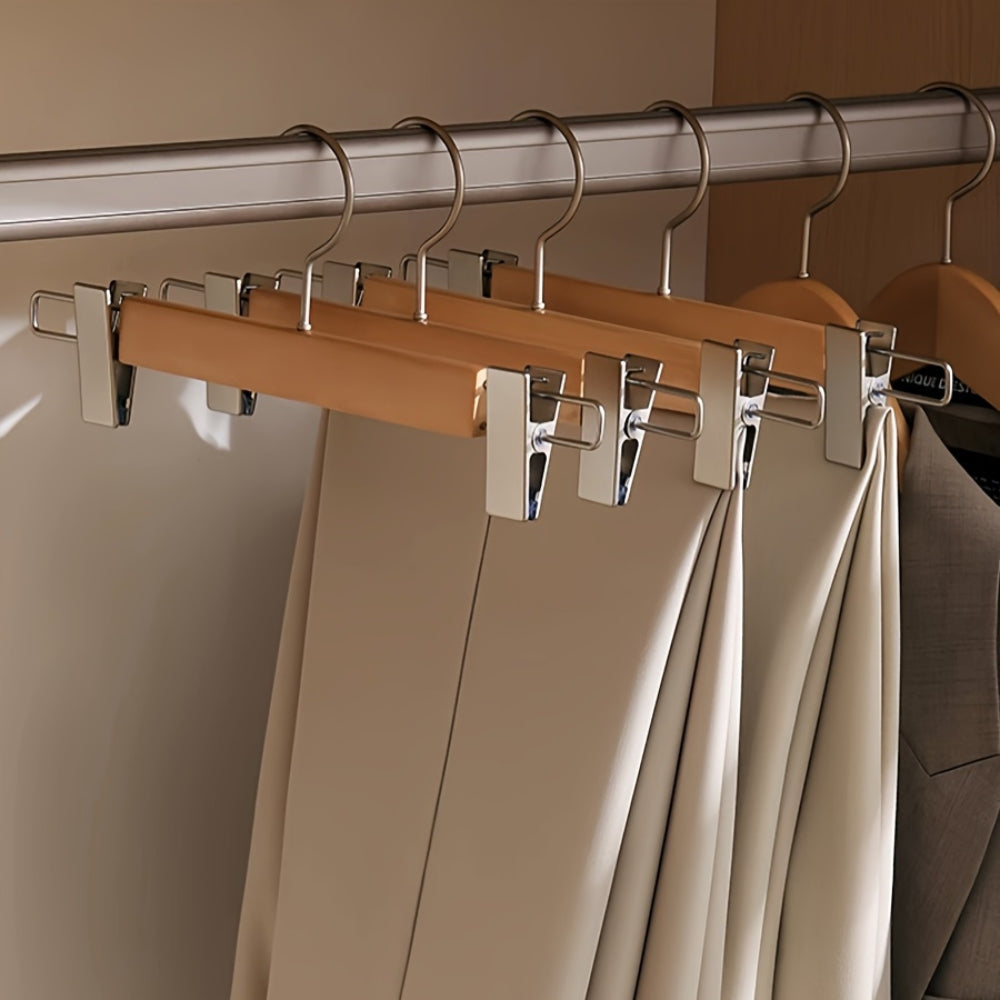 Elegant Wood Hangers with Adjustable Clips – 10 Pack