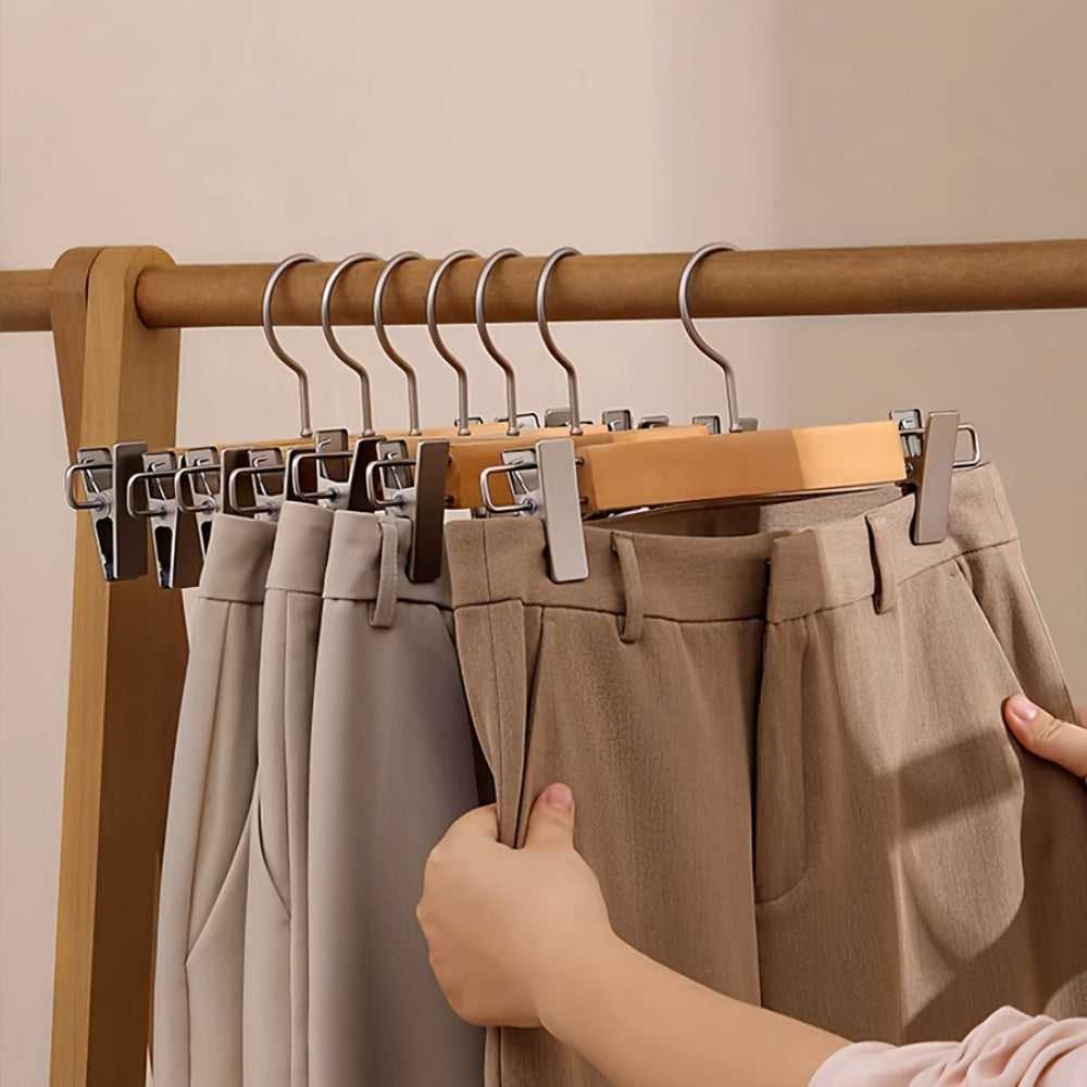 Elegant Wood Hangers with Adjustable Clips – 10 Pack