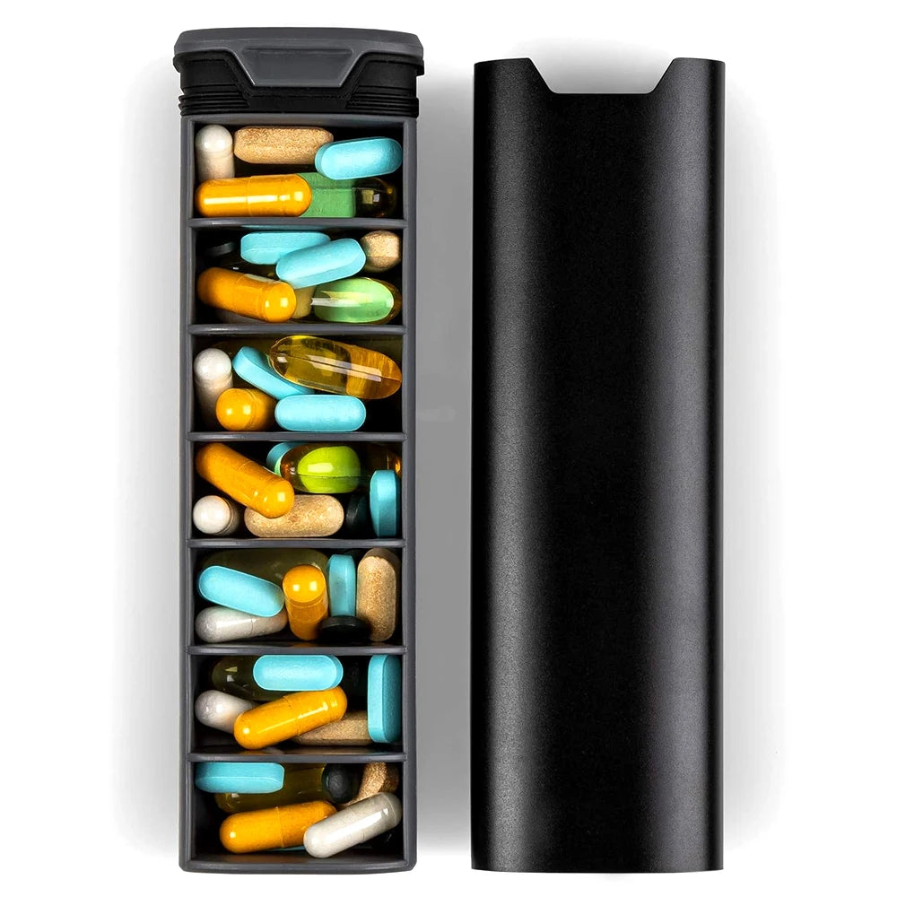 ChicMed Weekly Pill Holder - Stylish Wooden and Aluminum Design