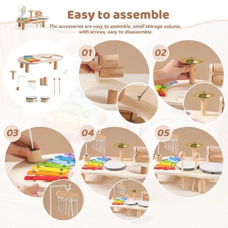 8-Piece Wooden Instrument Set for Kids – Educational Musical Toys