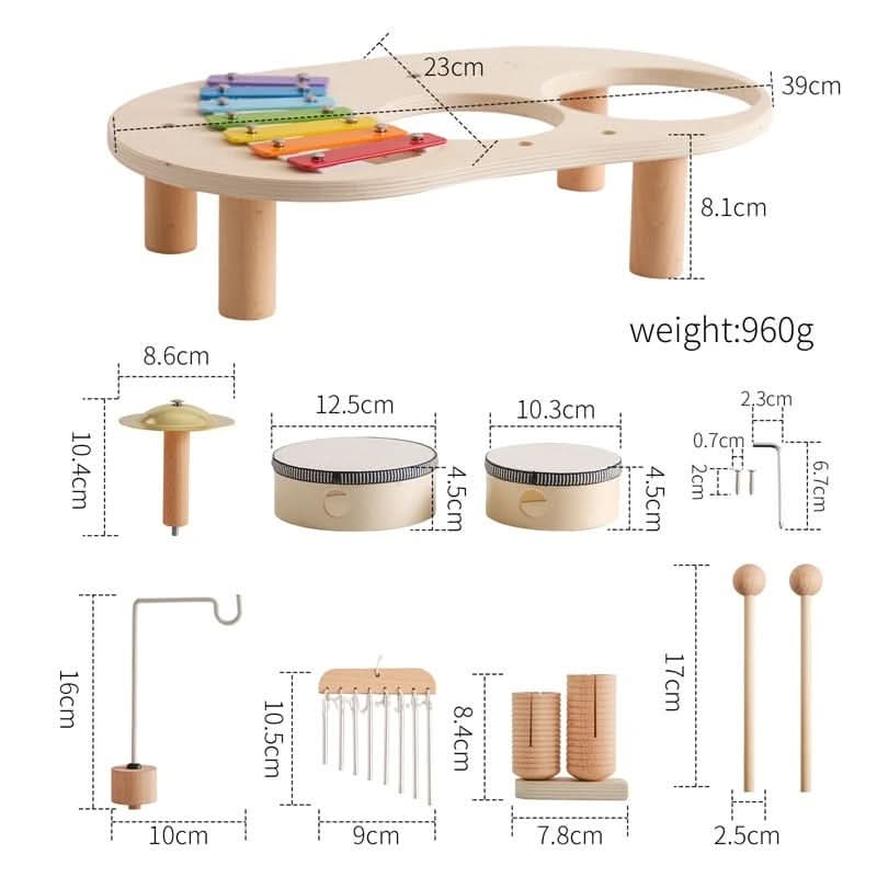 8-Piece Wooden Instrument Set for Kids – Educational Musical Toys