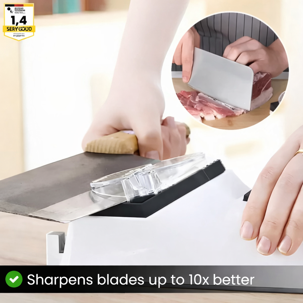 Knife Sharpener | Two-Stage Sharpening | Safe Guiding Slots | Cutting Power