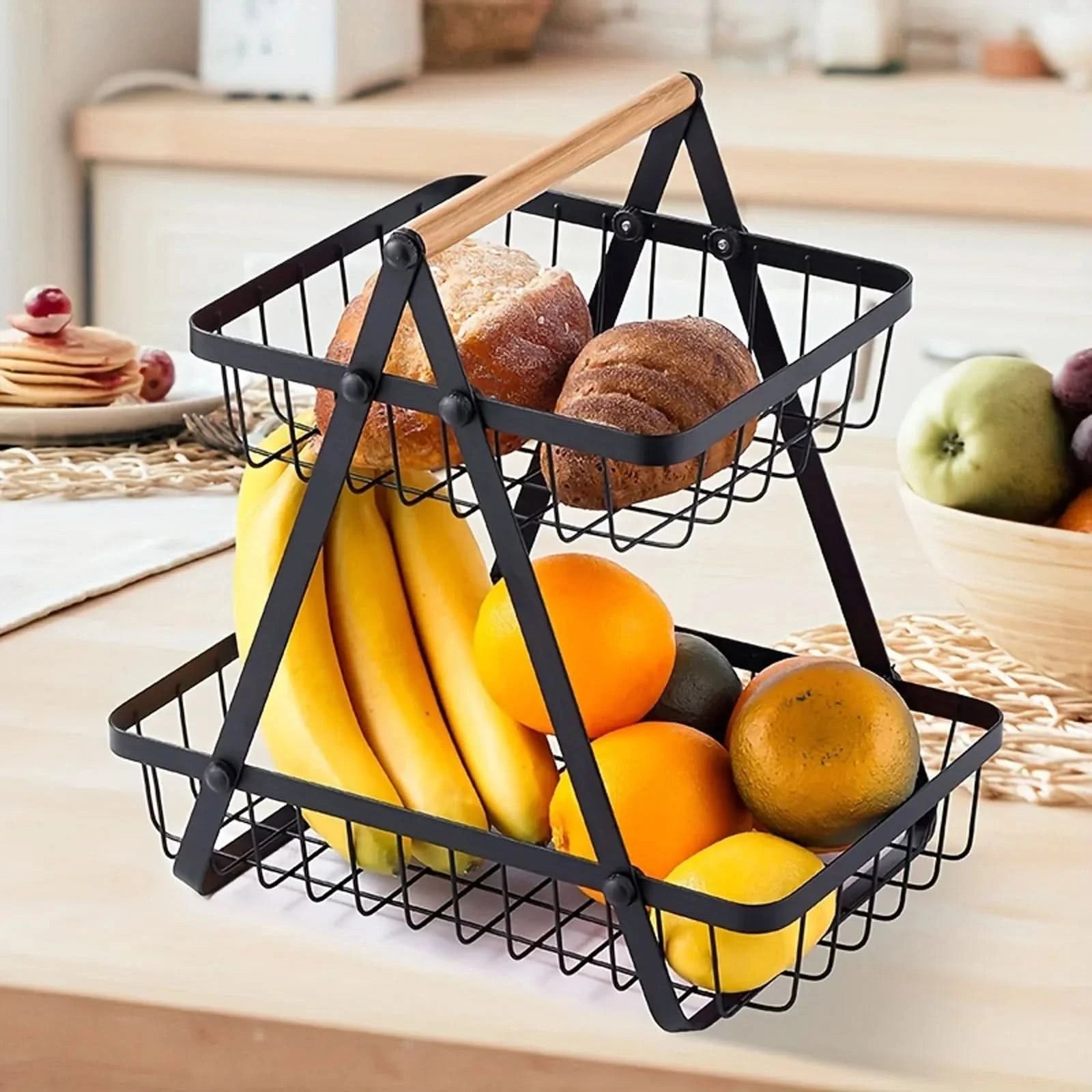 Elegant Multi-Tiered Fruit and Snack Organizer for Kitchen