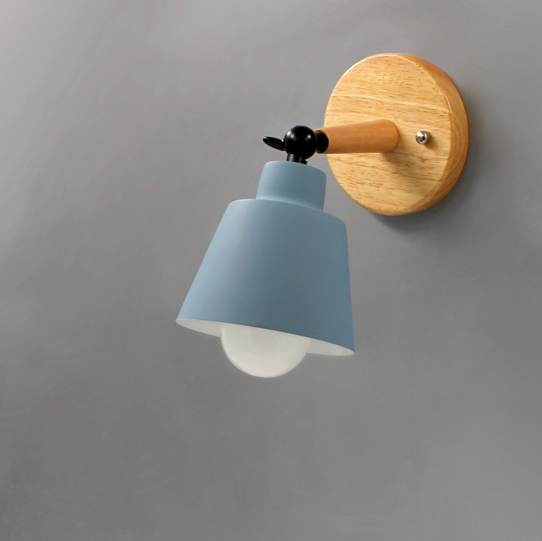 Adjustable Indoor Wall Sconce with Wood and Metal Design