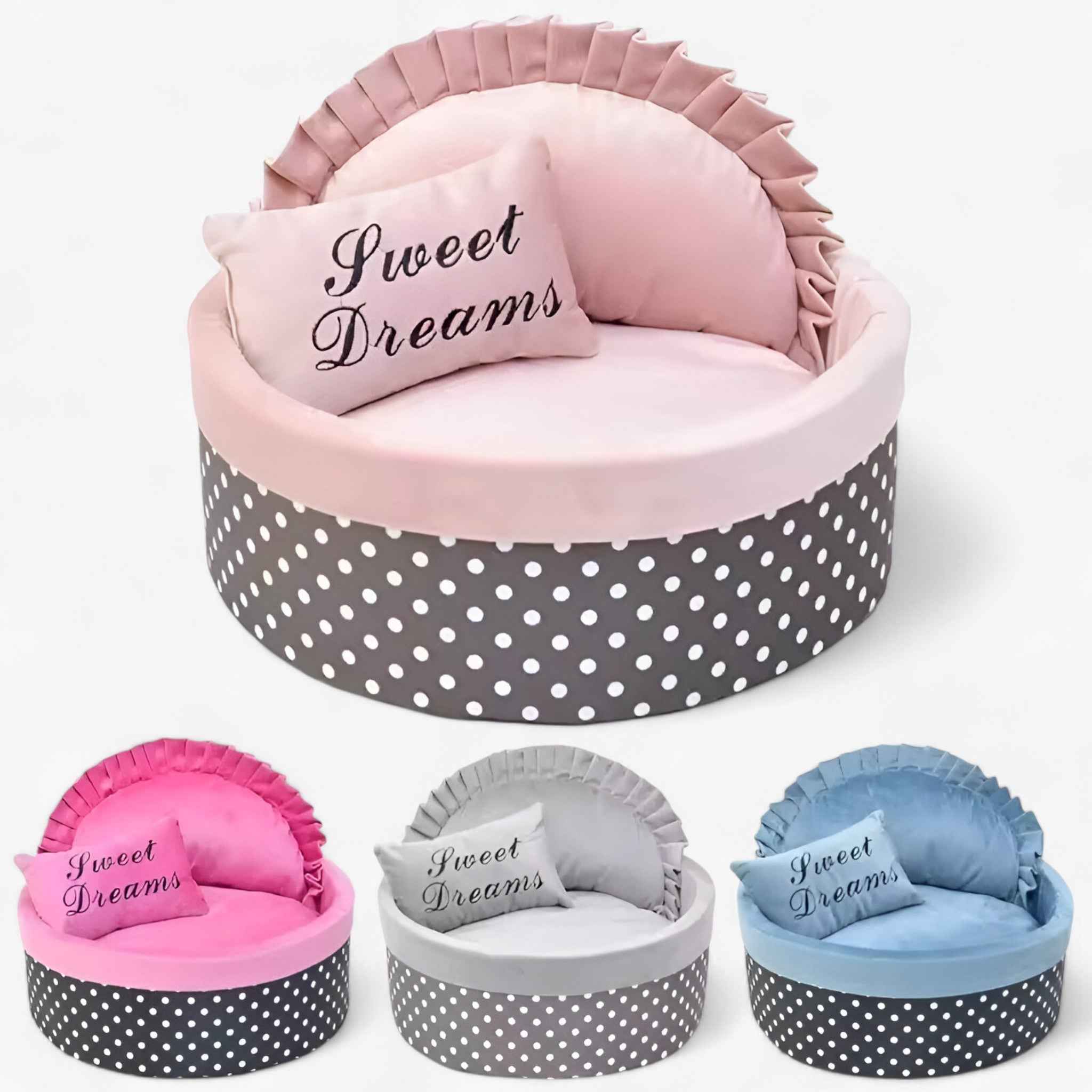 Polka Dot Pet Bed for Small Dogs and Cats – Comfortable Design