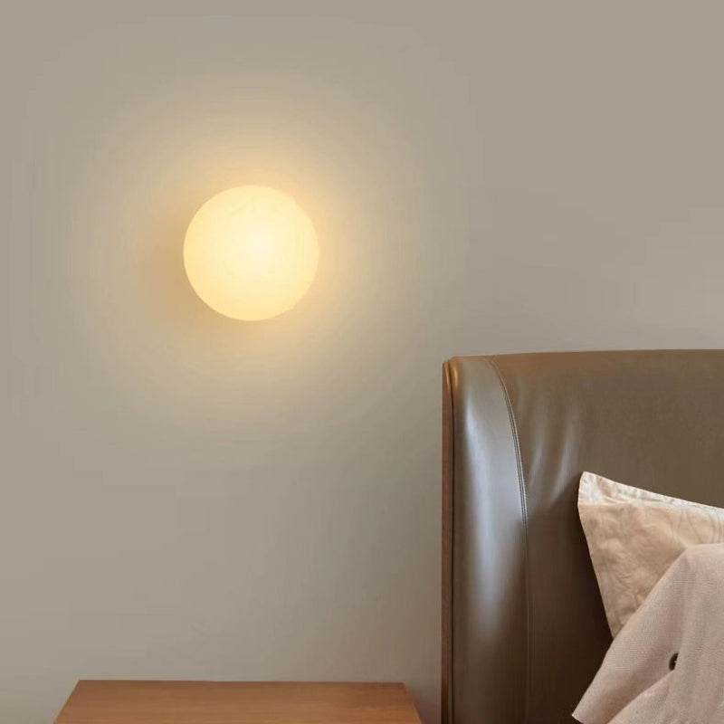 Elegant Sphere Wall Light with Metal Support for Indoor Use
