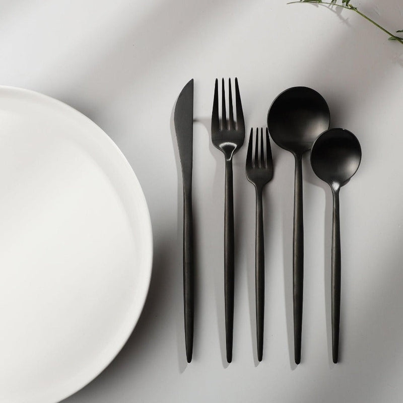 Minimalist Stainless Steel Cutlery Set 18/10 with Titanium Coating