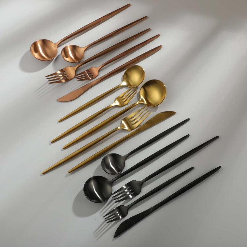 Minimalist Stainless Steel Cutlery Set 18/10 with Titanium Coating