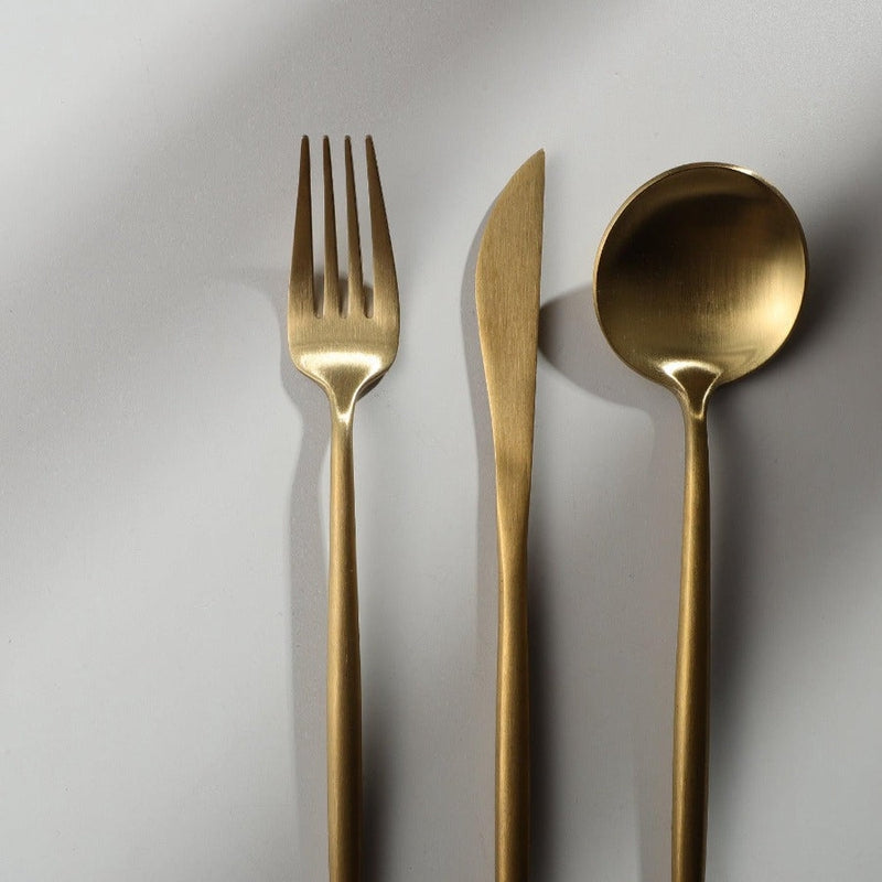 Minimalist Stainless Steel Cutlery Set 18/10 with Titanium Coating
