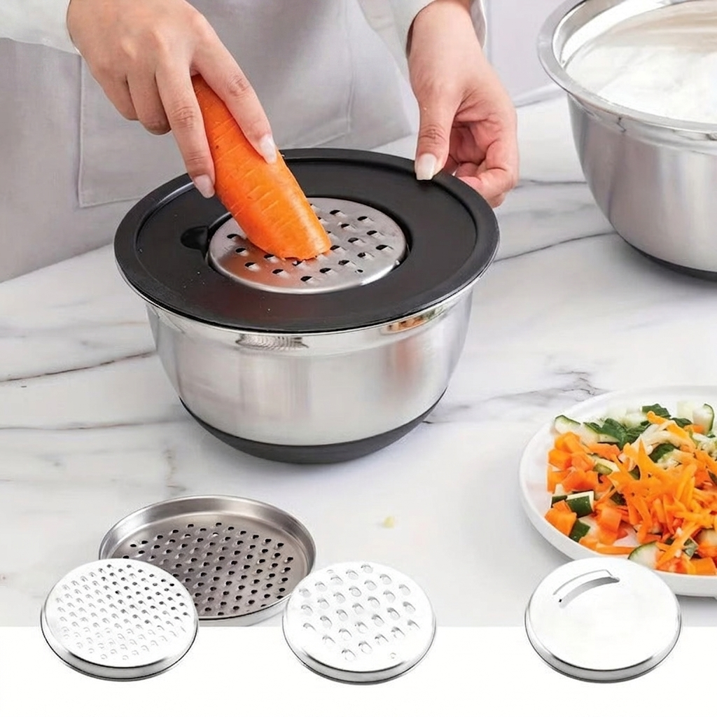 Essential Stainless Steel Mixing Bowl Collection with Secure Lids