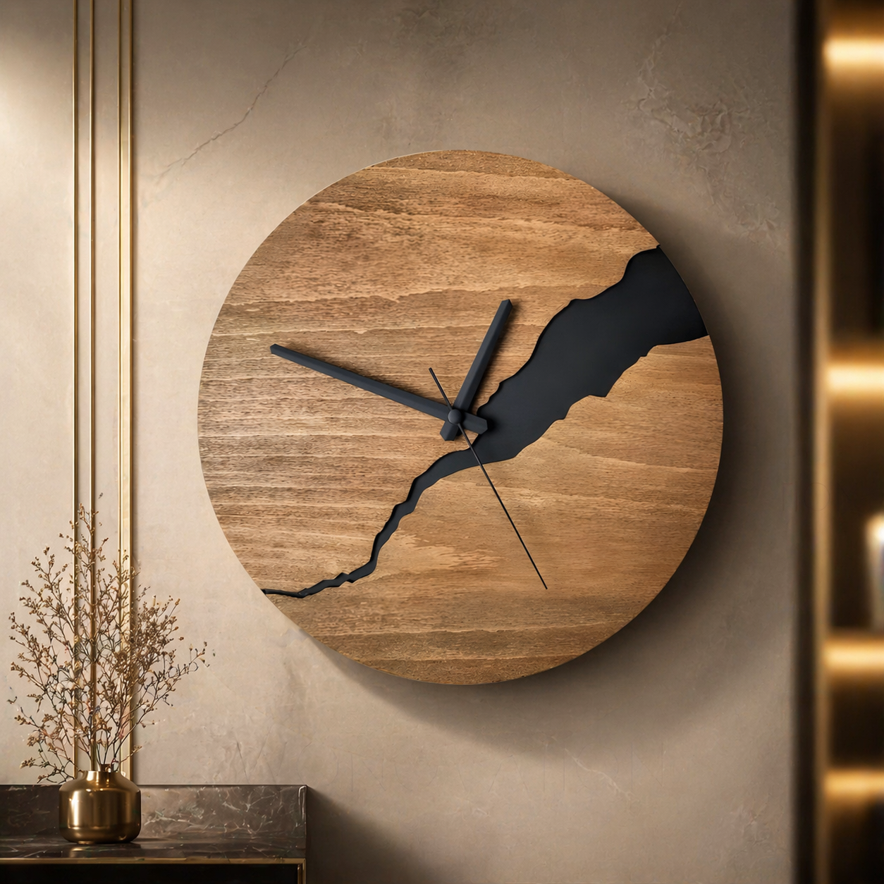 Nature-Inspired Wooden Wall Clock with Quartz Precision