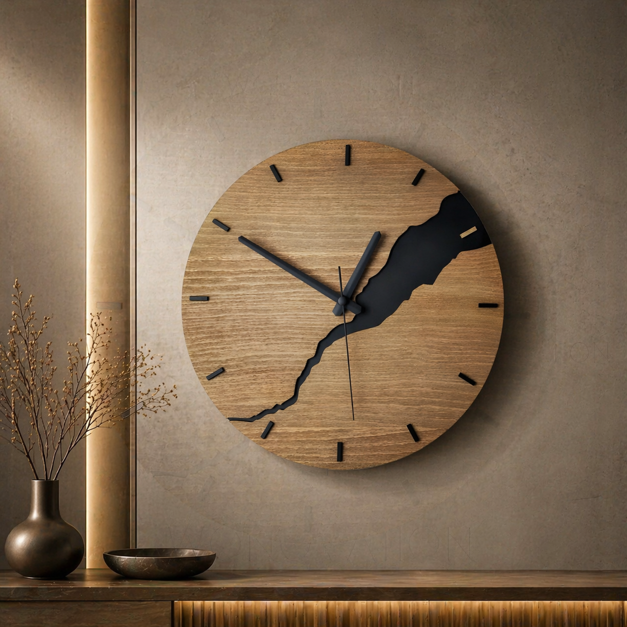 Nature-Inspired Wooden Wall Clock with Quartz Precision