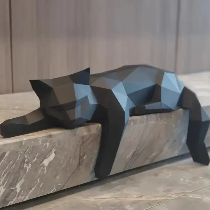 Contemporary Cat Sculpture Crafted from Synthetic Resin