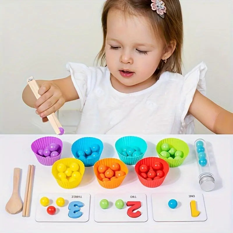 Montessori Math Learning Set with Wooden Counting Beads