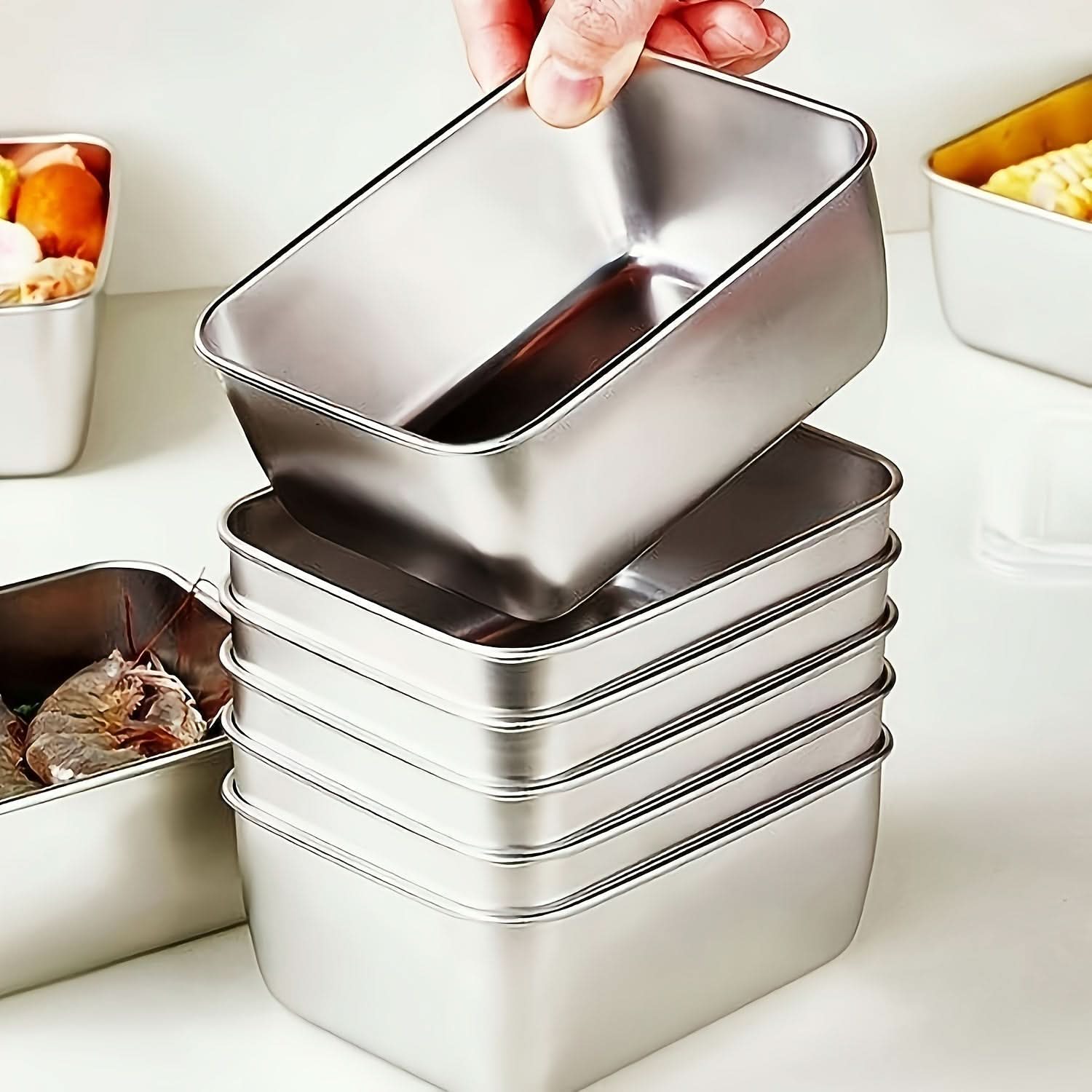 7-Piece Meal Prep Food Storage Container Set in Stainless Steel