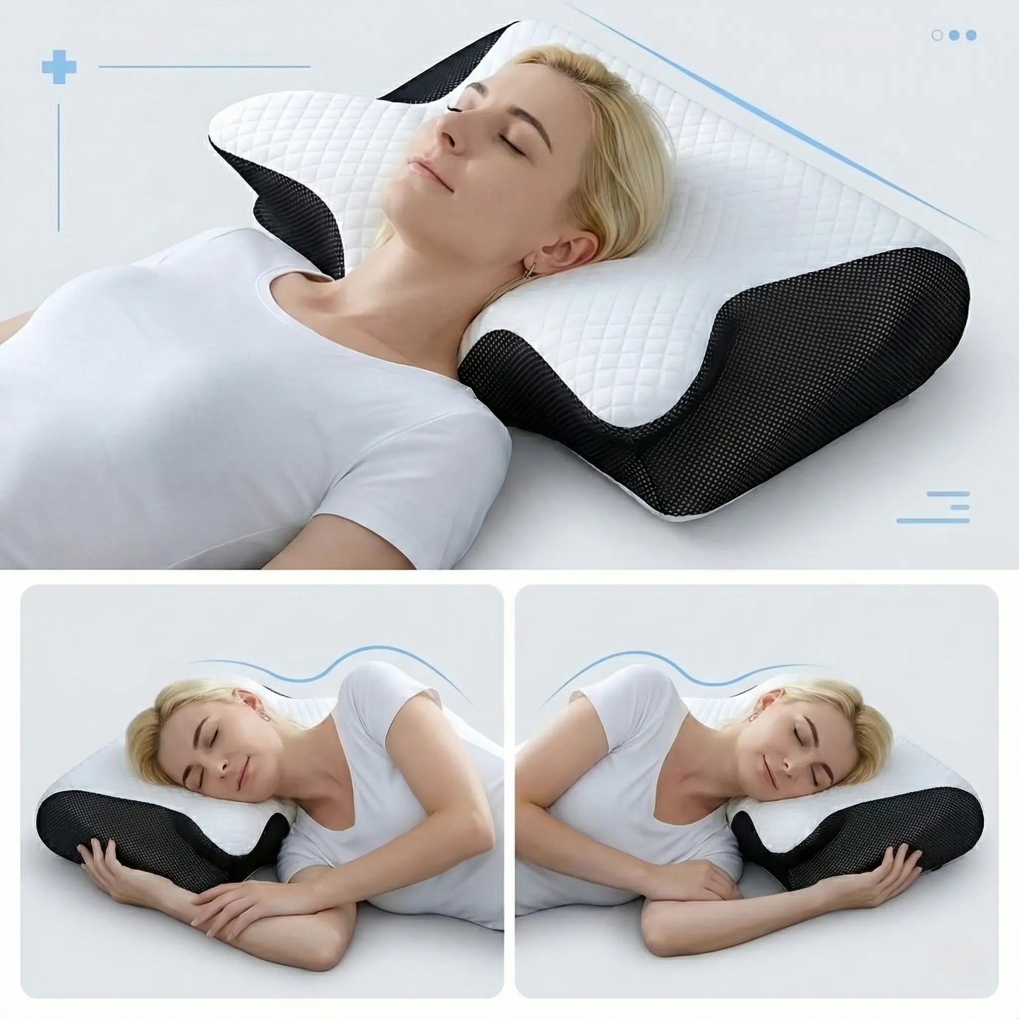 Memory Foam Neck Pillow for Back and Side Sleepers - Orthopedic Design
