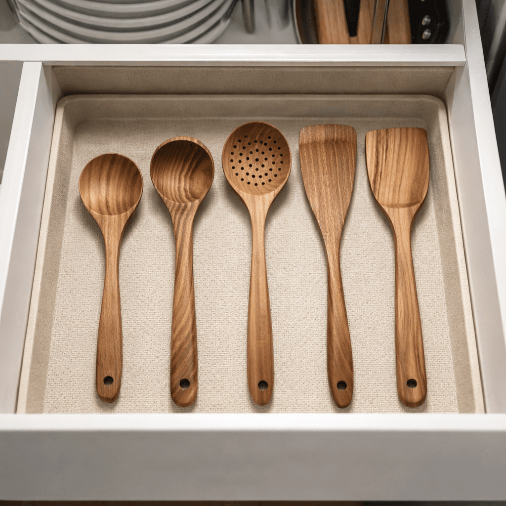 Wooden Kitchen Utensil Set for Everyday Cooking – Gentle Use Tools