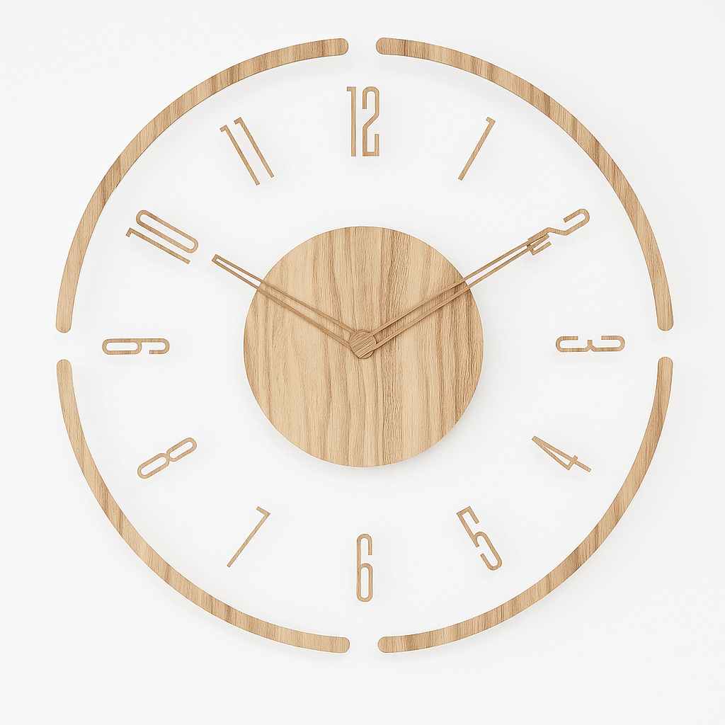 Nordic Minimalist Wooden Wall Clock – Silent Quartz Decor