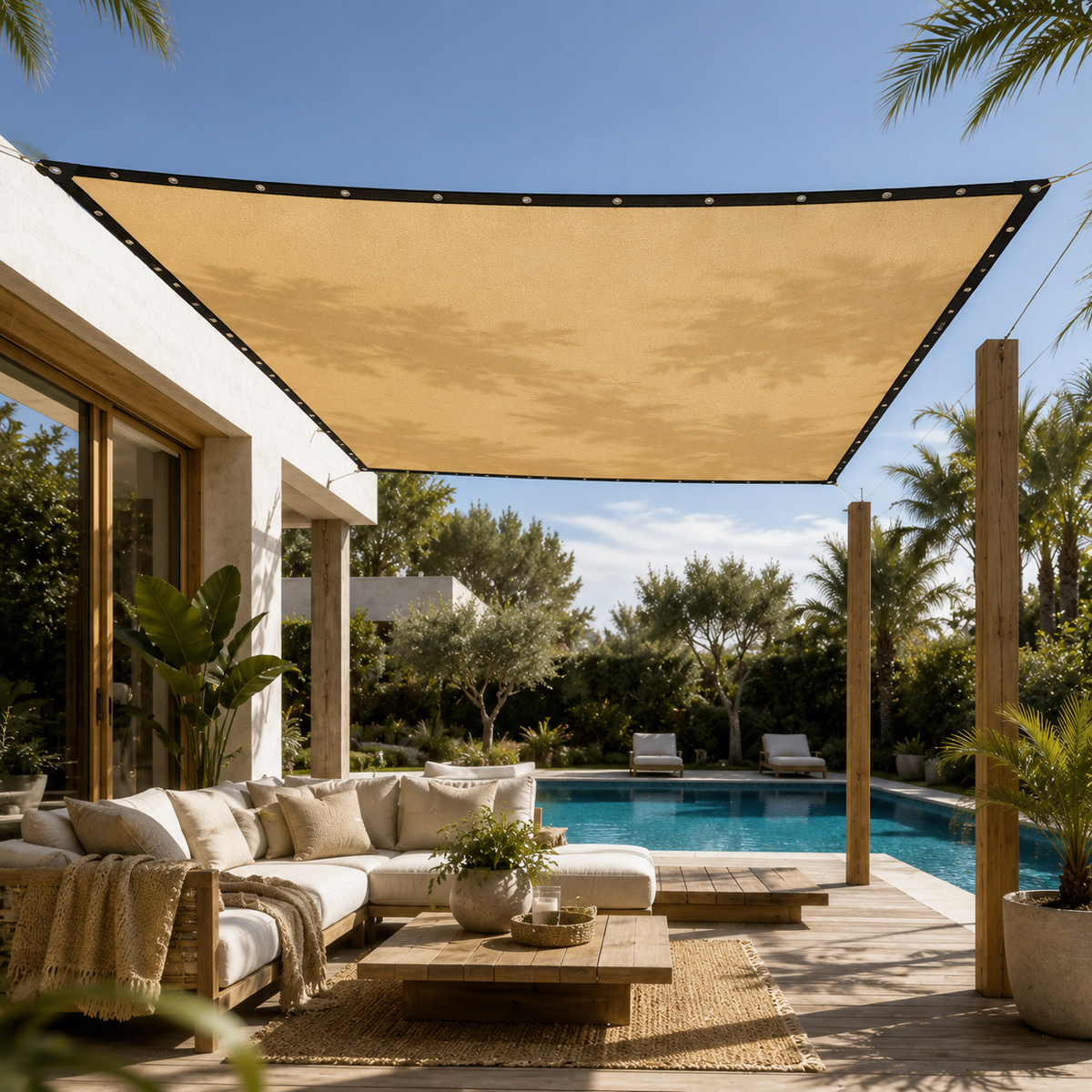 UV-Resistant Rectangular Shade Sail for Garden and Patio with Reinforced Edges and Eyelets