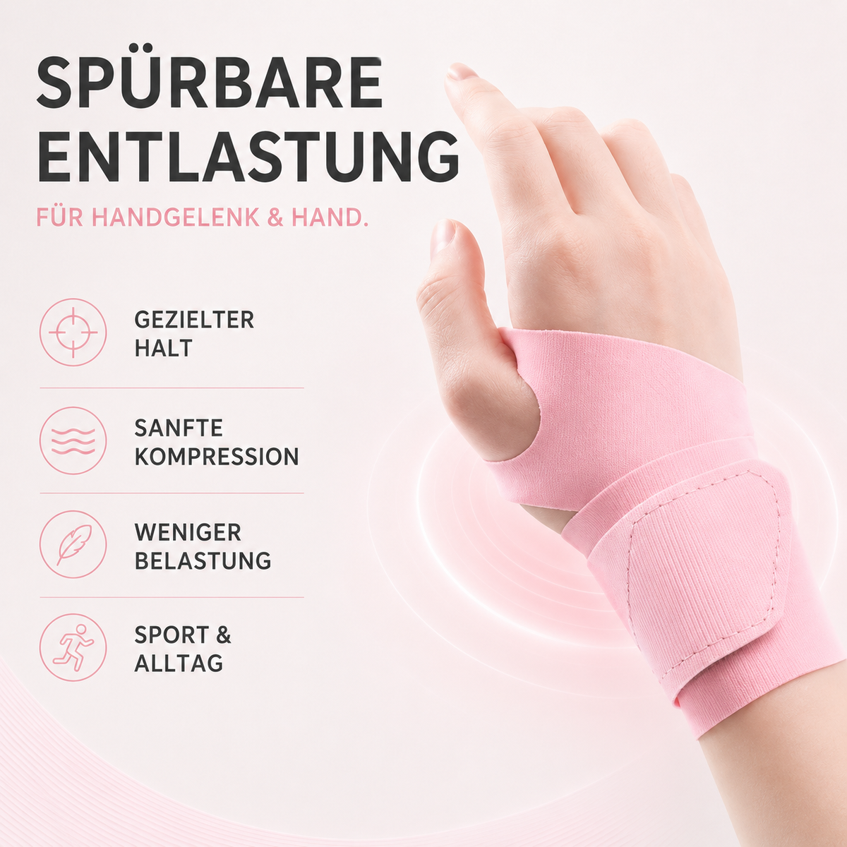 Lightweight Hand Support Brace - Adjustable Nylon Wrist Wrap for Daily Training