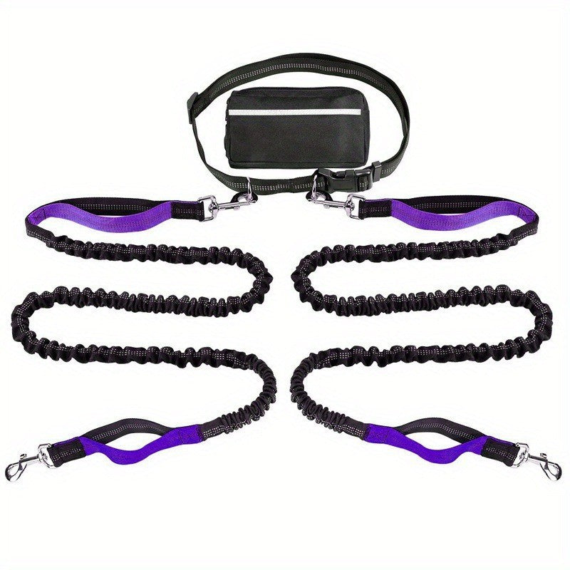 Bungee Dog Leash for Hands-Free Use – Reflective Waist Strap for Running, Hiking, and Walking