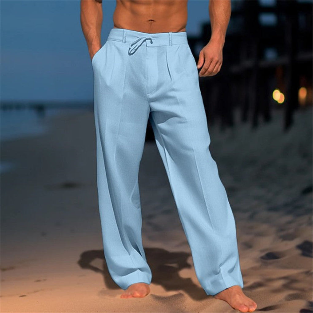 Relaxed Fit Broadcloth Pants with Breathable Drawstring Design