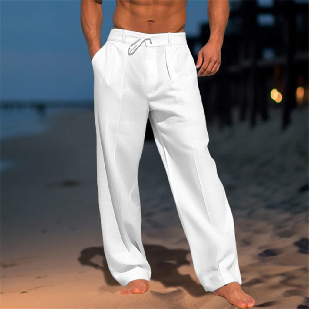 Relaxed Fit Broadcloth Pants with Breathable Drawstring Design