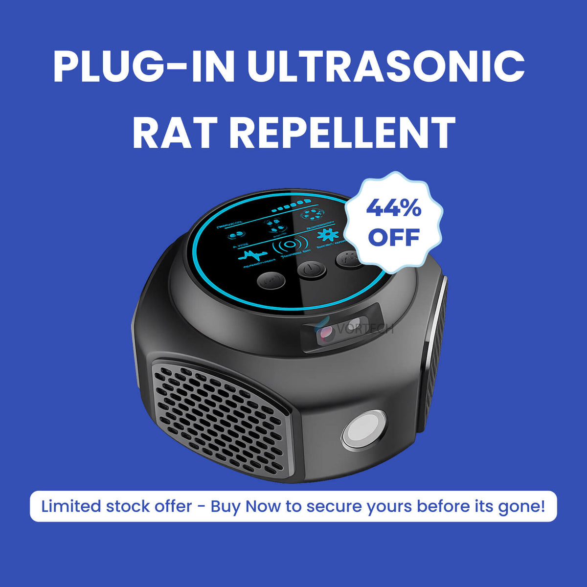 Ultrasonic Rodent Deterrent with 4 Speakers – 3200 sq. ft. Coverage Plug-In