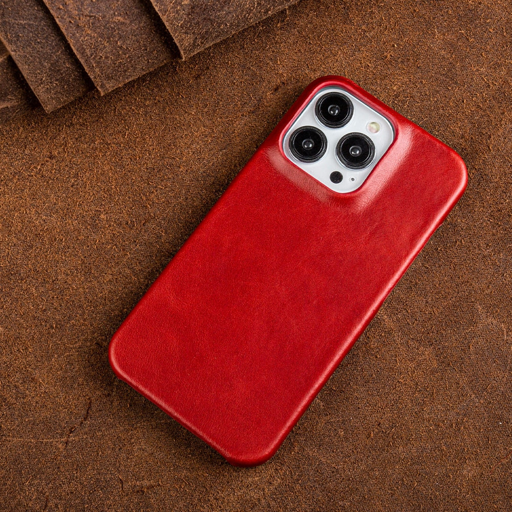 Leather iPhone Cover with Oil Wax Finish for Apple Devices