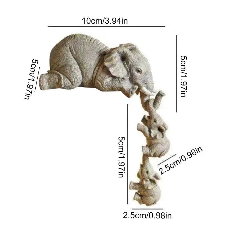 Hand-Painted Figurine Set of Elephant Family – Mother and Two Calves