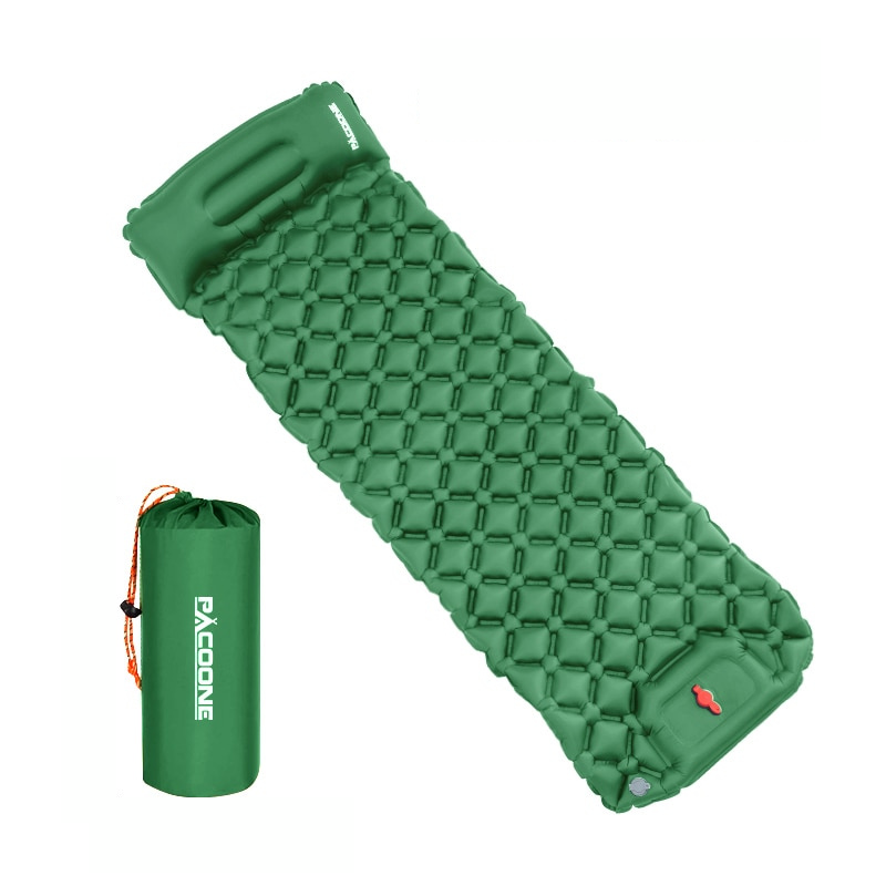 Inflatable Sleeping Pad with Pump, Waterproof Feature & Integrated Pillow