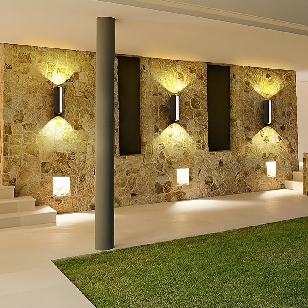 Sleek Black Outdoor LED Wall Light with Dual Beam