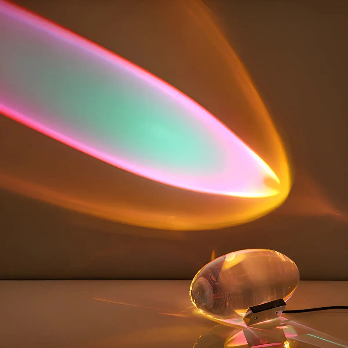 LED Mood Lighting Table Lamp – Oval Crystal Design in Warm White, Sunset Red & Blue-Violet