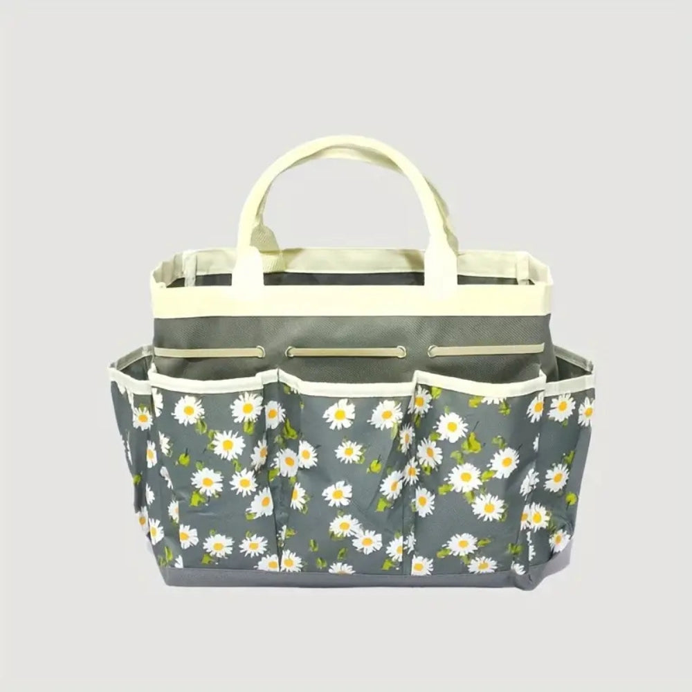 Garden Tool Tote Bag with Floral Oxford Fabric Organizer