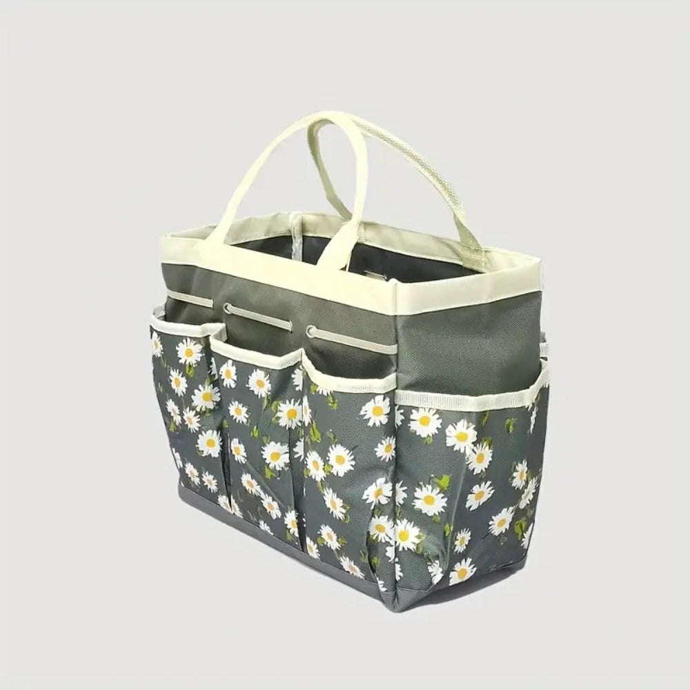 Garden Tool Tote Bag with Floral Oxford Fabric Organizer