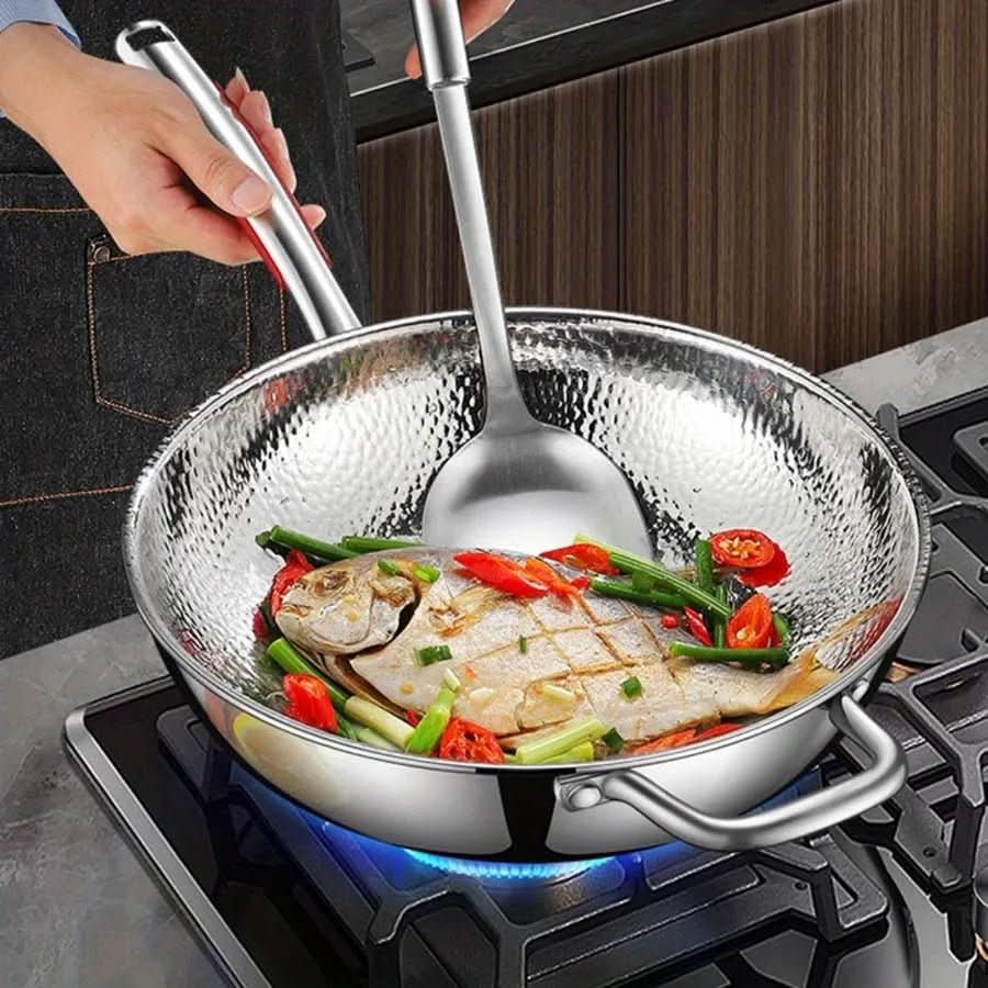Stainless Steel Stir-Fry Wok for Effortless Daily Cooking