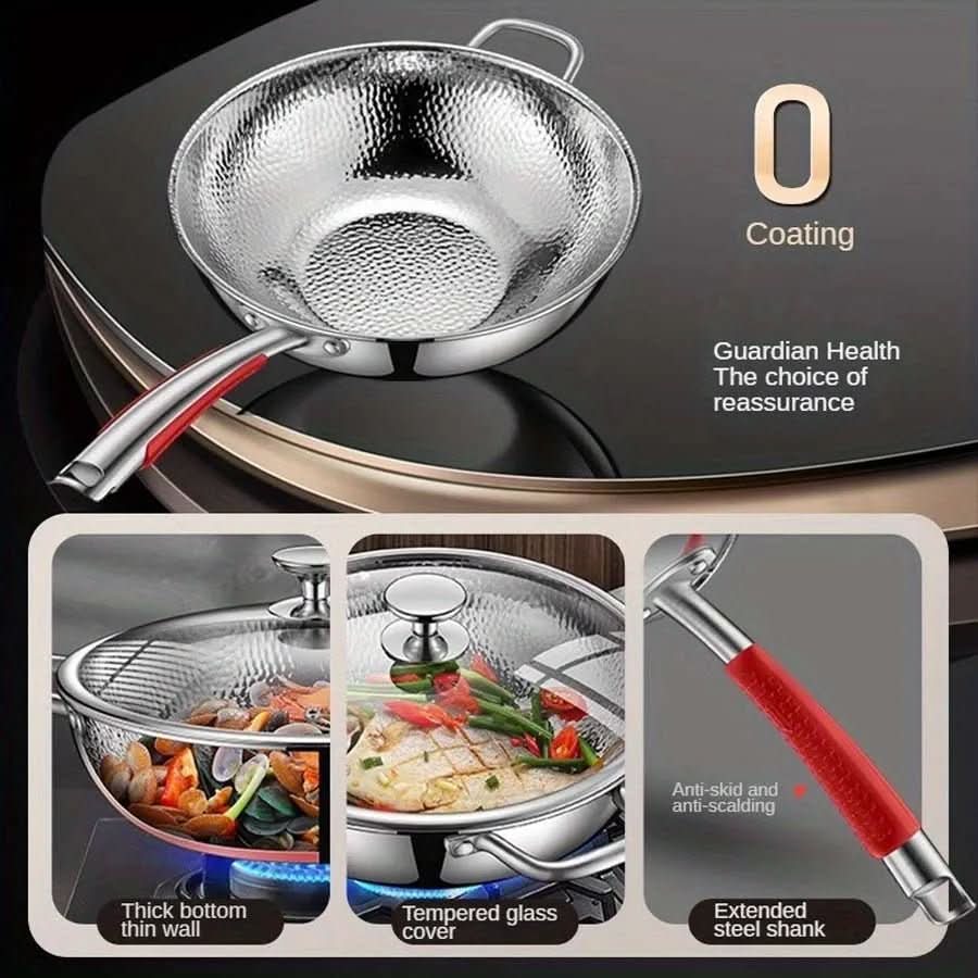 Stainless Steel Stir-Fry Wok for Effortless Daily Cooking