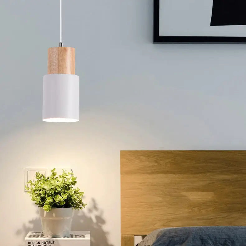 Metal and Wood Pendant Light Fixture