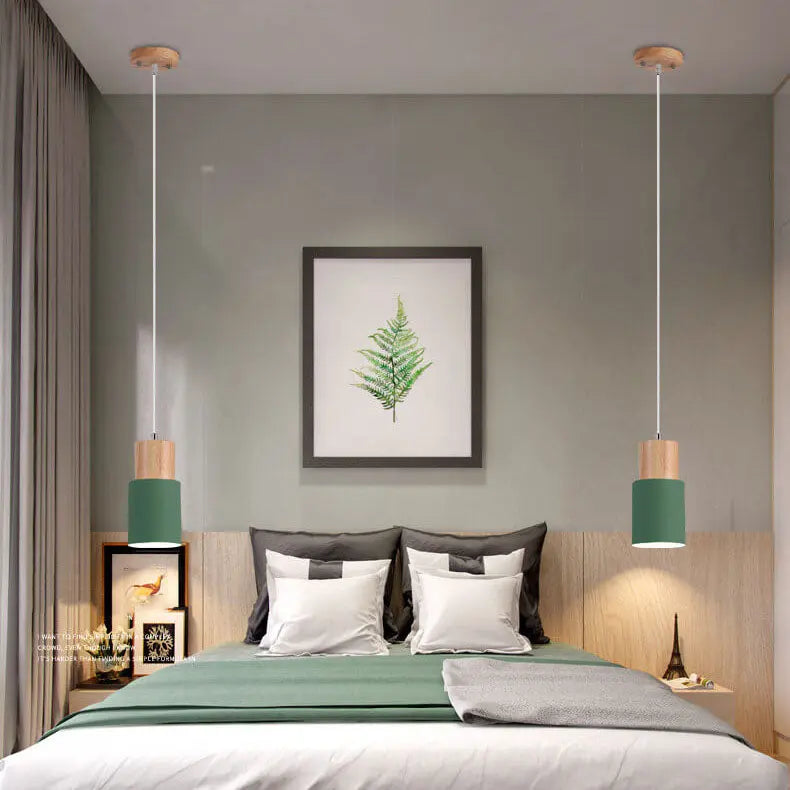 Metal and Wood Pendant Light Fixture