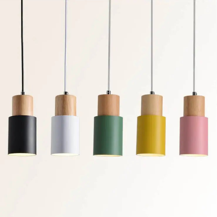 Metal and Wood Pendant Light Fixture