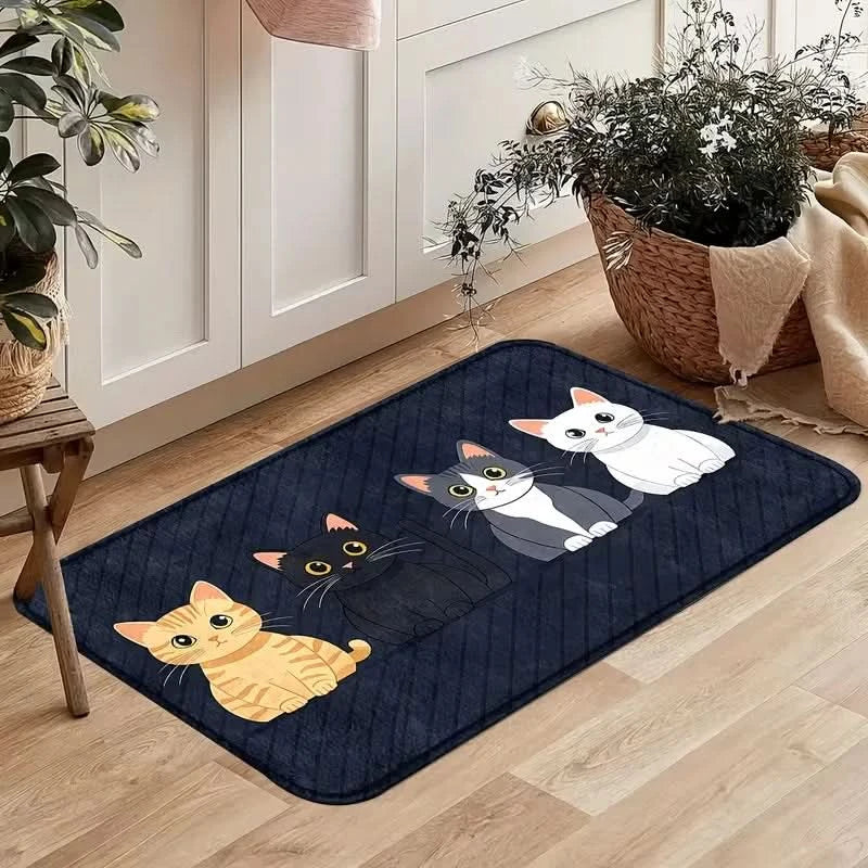 Cozy Kitchen Mat with Cat Stripe Design for Playful Spaces