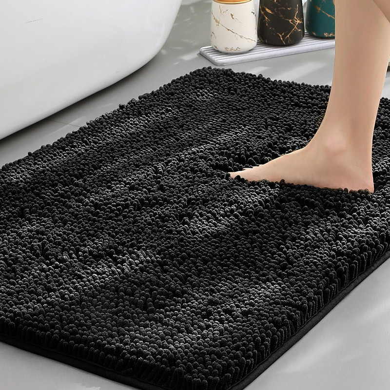 Non-Slip Machine Washable Bathroom Rug in Soft Chenille Fabric
