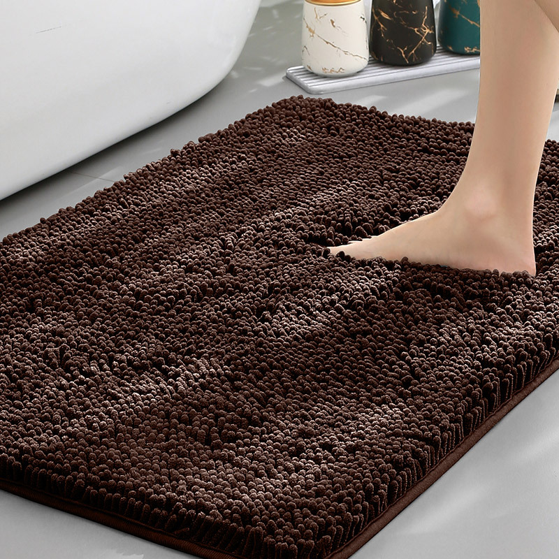 Non-Slip Machine Washable Bathroom Rug in Soft Chenille Fabric
