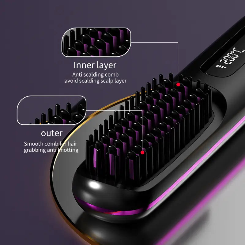 Compact Straightening Brush for Effortless Hair Styling